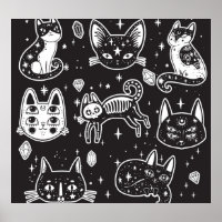 Hexenkatze: Vintage Abgeschiedene Illustration