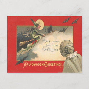 Hexenkatze Vollmond Bat Tree Weibliche Nacht Postkarte