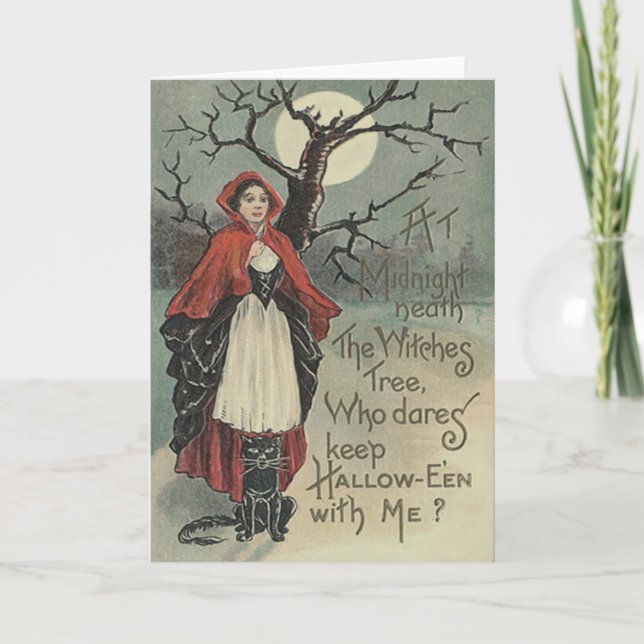 Hexenkatze Vollmond Karte (Vorderseite)