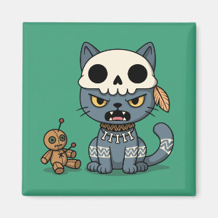 Hexenkatze Voodoo-Puppe Grün Magnet