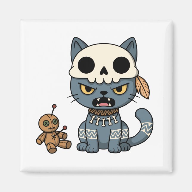Hexenkatze Voodoo-Puppe Magnet (Vorne)
