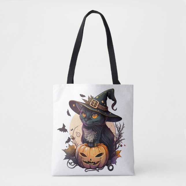 Hexenkatze zu Halloween (Vorderseite)