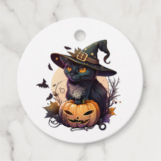 Hexenkatze zu Halloween Geschenkanhänger