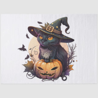 Hexenkatze zu Halloween Seidenpapier