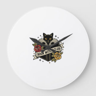 Hexenkatzen-Club-Katzen-Logo Große Wanduhr