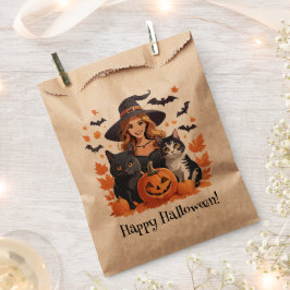 Hexenkatzen, Fledermäuse und Kürbiskins Halloween Geschenktütchen