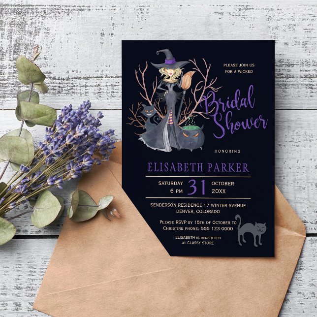 Hexenkatzen Halloween-Brautparty-Party Einladung (Von Creator hochgeladen)
