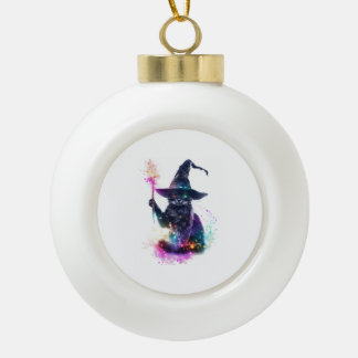 Hexenkatzen-Magie Keramik Kugel-Ornament