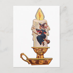 Hexenkerze (Vintage-Halloweenkarte) Postkarte