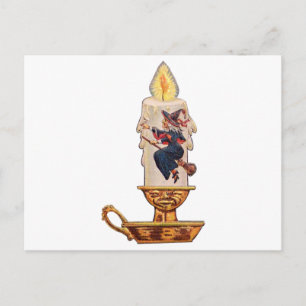 Hexenkerze (Vintage-Halloweenkarte) Postkarte