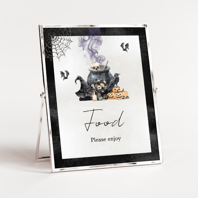 Hexenkessel-Baby-braut-Essen-Schild Poster (A Baby is Brewing Halloween Baby Shower Food Sign)