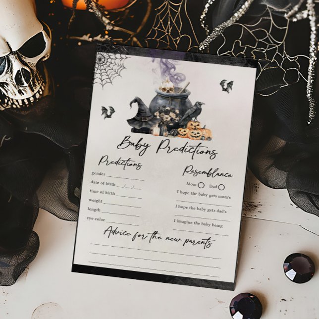 Hexenkessel-Baby-Vorhersage-Spiele (A Baby is Brewing Halloween Baby Shower Baby Predictions Game)