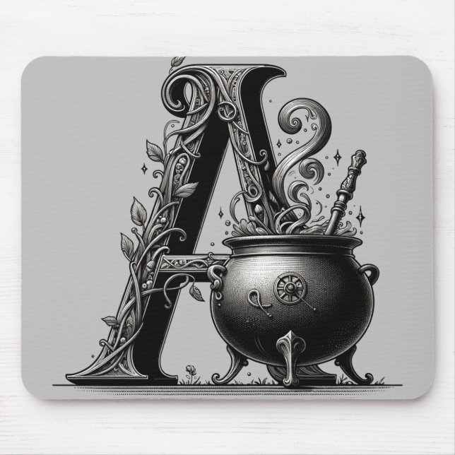 Hexenkessel Cauldron Hexchy Letter A Custom Initia Mousepad (Vorne)