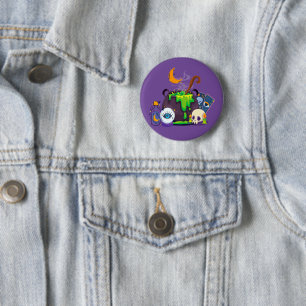 Hexenkessel Cauldron Kochtöpfe unter dem Mondlicht Button