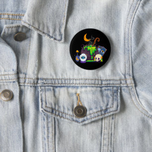 Hexenkessel Cauldron Kochtöpfe unter dem Mondlicht Button