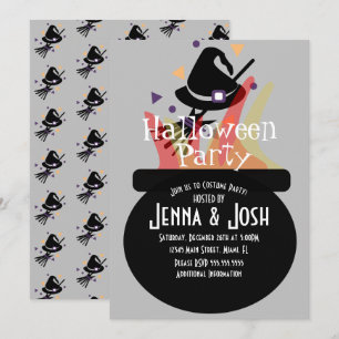Hexenkessel Grusel-Halloween-Kostenüm-Party Grau Einladung
