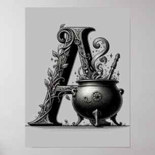 Hexenkessel Hexenartiger Buchstabe A Benutzerdefin Poster