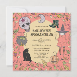 Hexenkids Halloween-Party Einladung