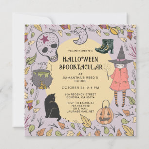 Hexenkids Halloween-Party Einladung