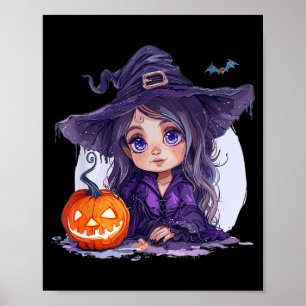 Hexenkostüm Halloween Kürbis Gruselig Fröhlich Poster