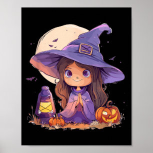 Hexenkostüm Halloween Kürbis Gruselig Glücklich Poster