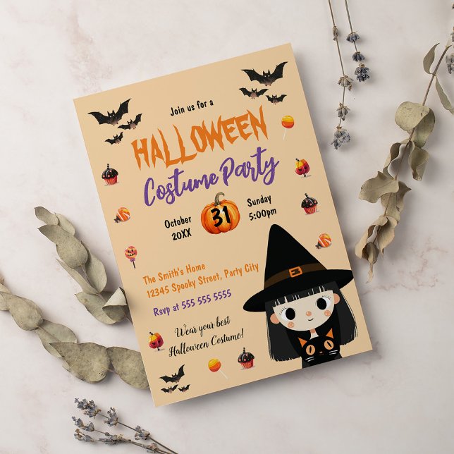 Hexenkostüm-Halloween-Party Einladung (Von Creator hochgeladen)