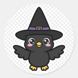 Hexenkrähe Halloween-Klassiker-Rundsticker Runder Aufkleber