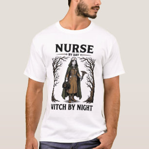 Hexenkrankenschwester bei Tag, Hexe bei Nacht Vint T-Shirt