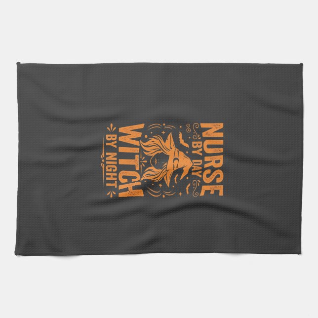 Hexenkrankenschwester Halloween Design Geschirrtuch (Horizontal)