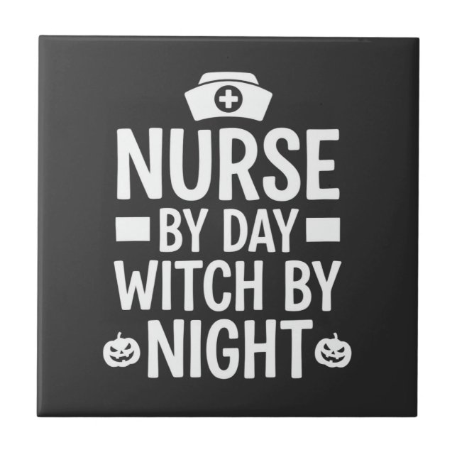 Hexenkrankenschwester Halloween-Vektordesign_1 Fliese (Vorderseite)