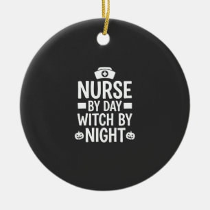 Hexenkrankenschwester Halloween-Vektordesign_1 Keramik Ornament