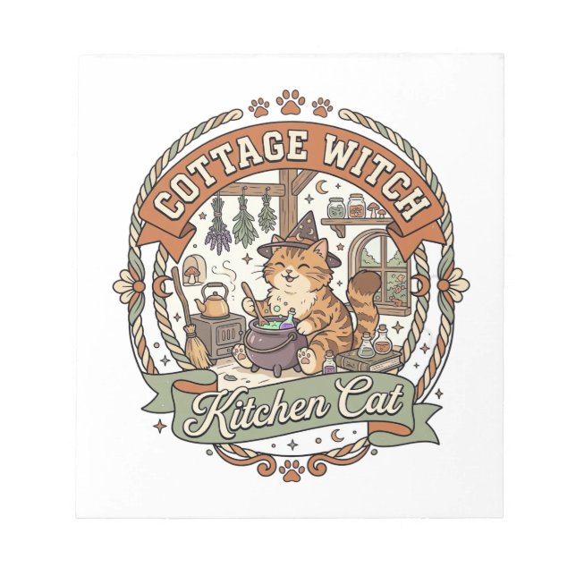 Hexenküche Cottage Witch Kitchen Cat Cottage Witch Notizblock (Vorderseite)