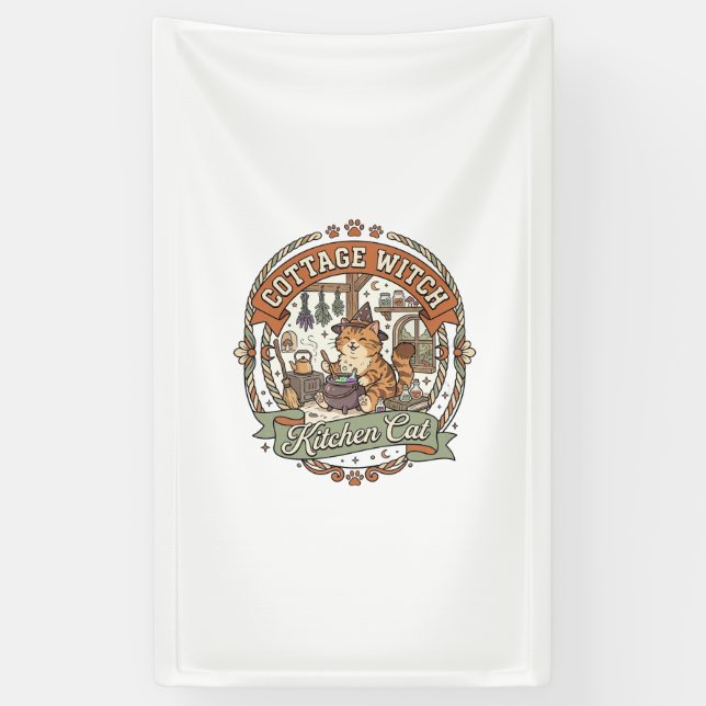 Hexenküche Cottage Witch Küche Katze Cottage Witch Banner (Vertikal)