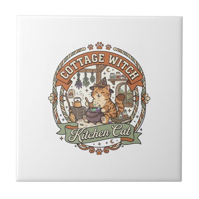 Hexenküche Cottage Witch Küche Katze Cottage Witch Fliese (Vorderseite)