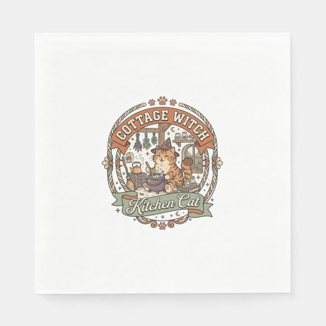 Hexenküche Cottage Witch Küche Katze Cottage Witch Serviette (Vorderseite)