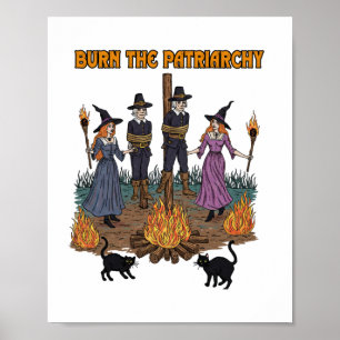 Hexenkunst Patriarchat verbrennen Sticker Poster