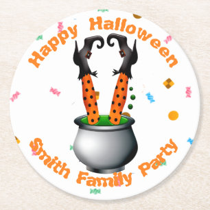 Hexenleder & Bräune in Orange & Black Runder Pappuntersetzer