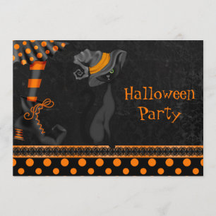 Hexenleder und Niedliches Katzenfleisch-Halloween- Einladung