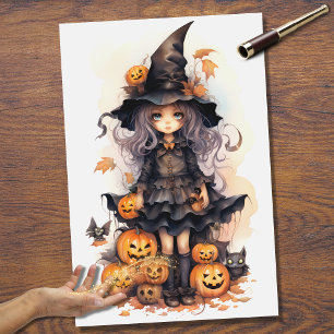 Hexenmädchen 8 Halloween-Dekoupage Seidenpapier