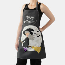 Hexenmädchen fliegt und Happy Halloween Text