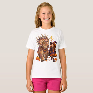 Hexenmädchen & Kosmoceratops Halloween Süßigkeiten T-Shirt