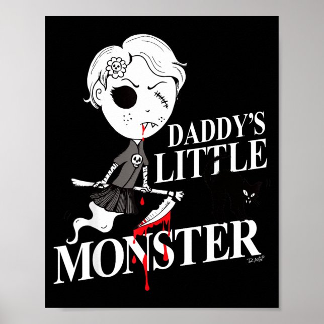 Hexenmädchen Schwarze wütende Katze Daddy Monster Poster (Vorne)