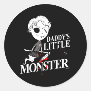 Hexenmädchen Schwarze wütende Katze Daddy Monster Runder Aufkleber