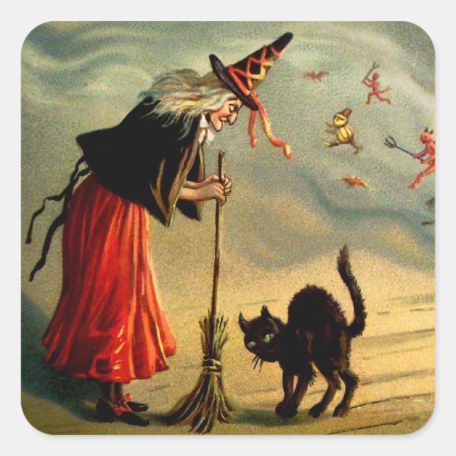 Hexenmagie Quadratischer Aufkleber (Vorderseite)