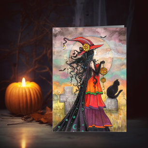 Hexenmeister Halloween Art Karte