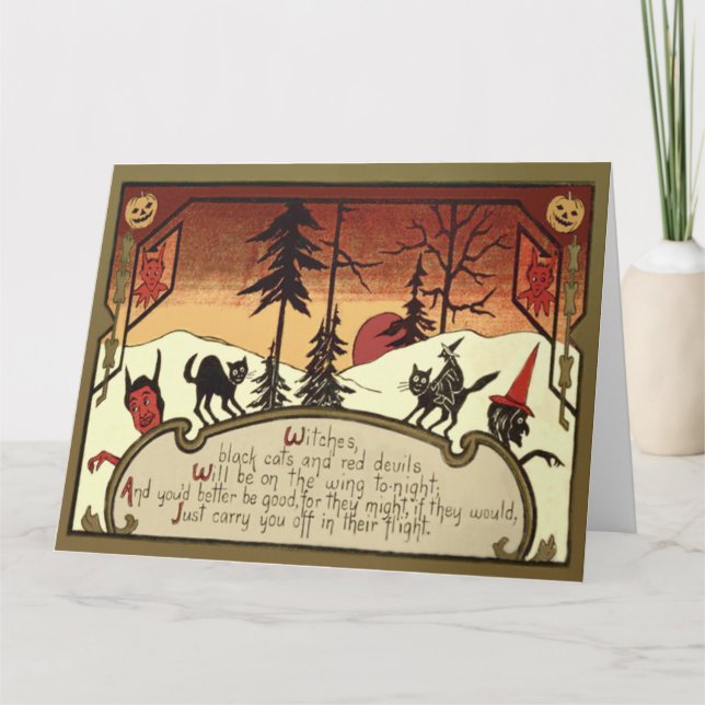 Hexenmeister Jack O' Lantern Pumpkin Vollmond Karte (Vorderseite)