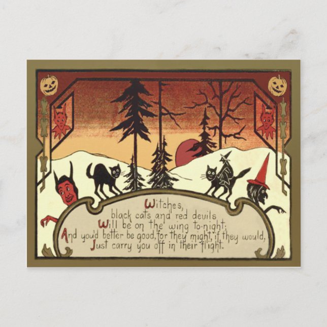 Hexenmeister Jack O' Lantern Pumpkin Vollmond Postkarte (Vorderseite)