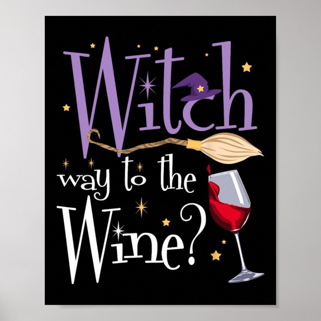Hexenmeister zum WeinHalloween-Trinken für Wicca Poster (Vorne)