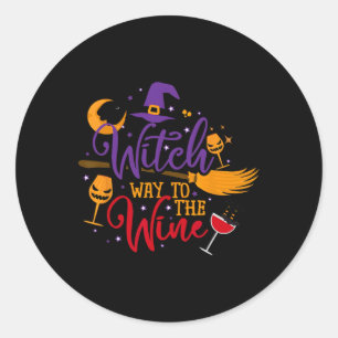 Hexenmeister zum WeinHalloween-Trinken für Wicca Runder Aufkleber