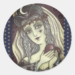 HEXENMEISTERIN, GOTHIC-HEXEN-HERZ-AUFKLEBER Runde  Runder Aufkleber